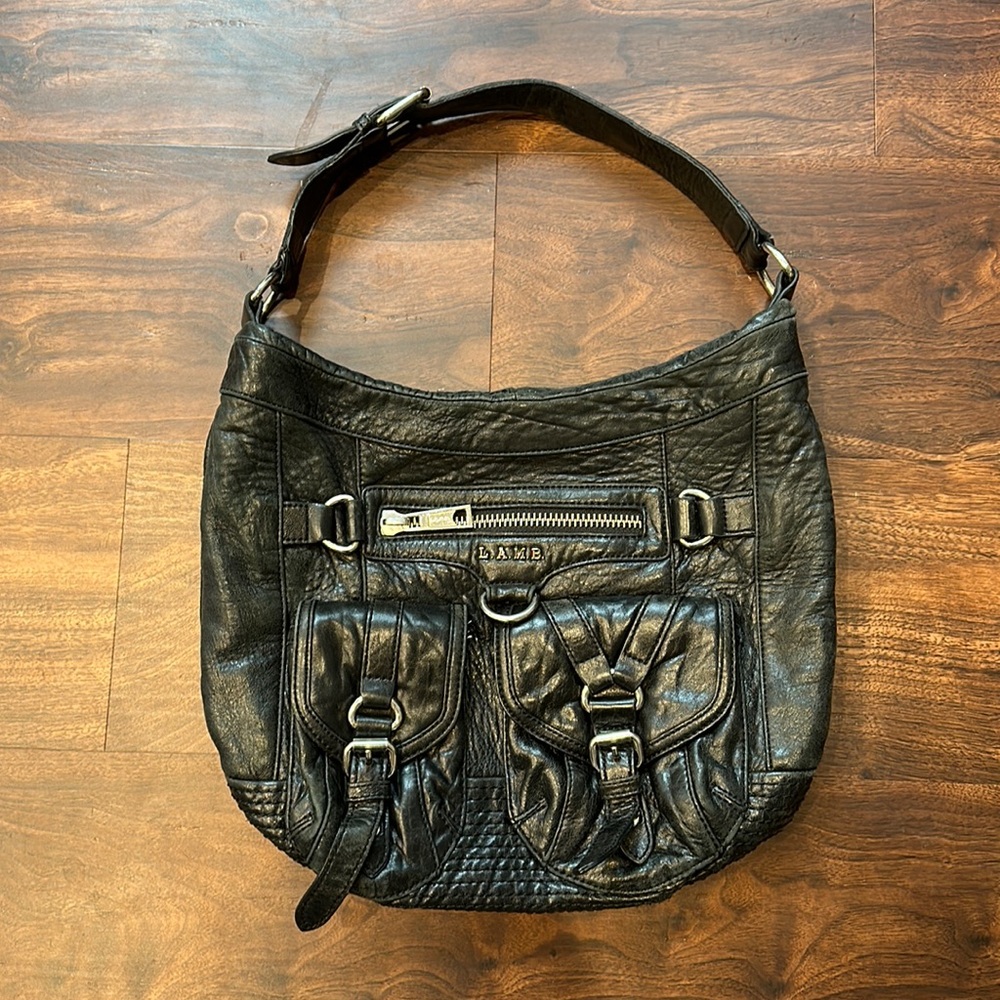L.A.M.B. Black Leather Shoulder Bag